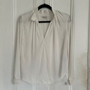 Babaton Aritzia Women's White Collared Keyhole Harry Blouse  | Women's XS